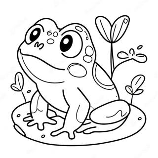 Glad Kawaii Groda Med Stora Ögon Färgsida 50974-40306