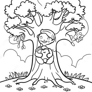 صفحة تلوين شجرة العطاء السعيدة 51274-40545