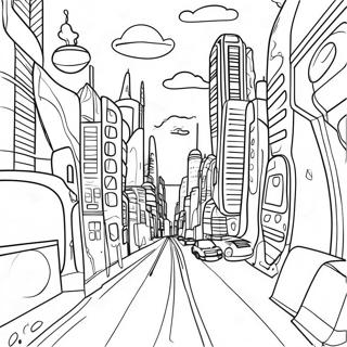 Раскраска Футуристического Городского Пейзажа 53243-42142