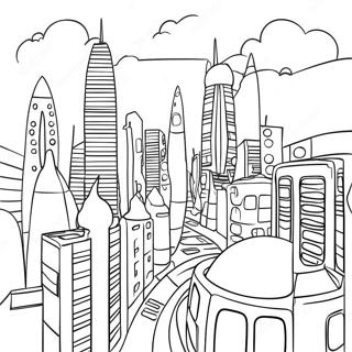 Раскраска Футуристического Городского Пейзажа 53243-42144