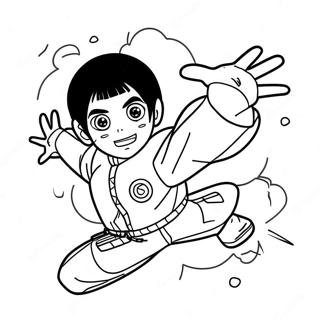 Fargeleggingsark Av Rock Lee I Dynamisk Actionposisjon 53343-42187