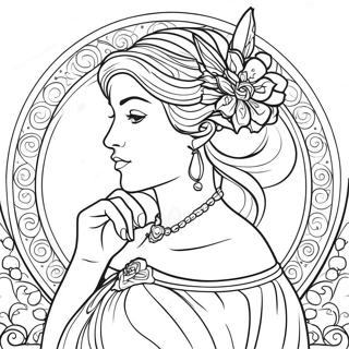 Elegant Alphonse Mucha Lady Coloring Page 54204-42898