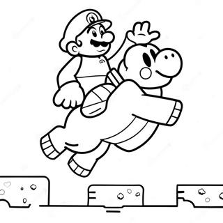 8 Bit Mario Jumping Over Goomba Coloring Page 5491-4366