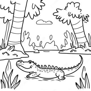 Pagina Da Colorare Della Scena Del Pantano Con Alligatori 55853-44195