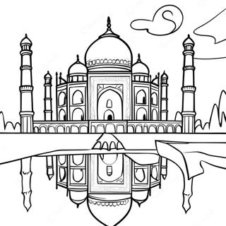 Taj Mahal Bij Zonsondergang Kleurplaat 57704-45685