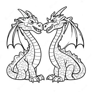 Fearsome Two Headed Dragon Coloring Page 58404-46206