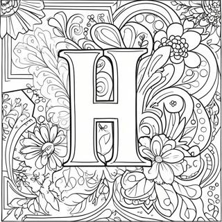 अक्षर एच रंग भरने वाला पृष्ठ 650-515