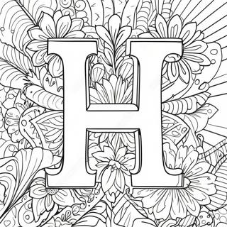 अक्षर एच रंग भरने वाला पृष्ठ 650-516