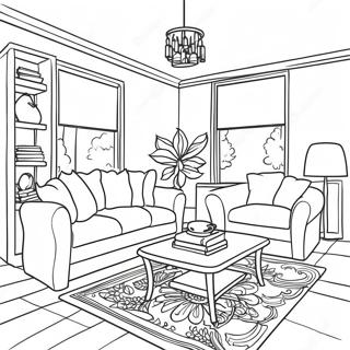 Pagina Da Colorare Di Un Accogliente Interno Di Soggiorno 6931-5515