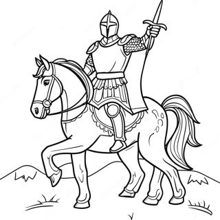 Frygtindgydende Sort Ridder På Hest Farvelægningsside 69535-55028