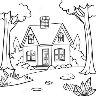 森の中の魅力的なコテージぬりえページ 69605-55100