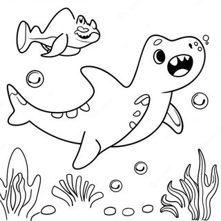 Colorful Dinosaur Shark Underwater Scene Coloring Page 70325-55667