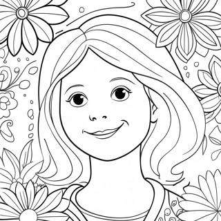 カラフルな花とエミリーのぬりえページ 72355-57282