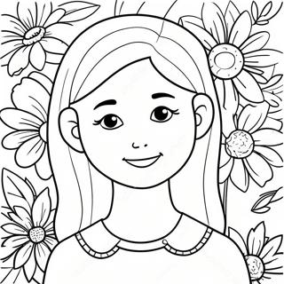 カラフルな花とエミリーのぬりえページ 72355-57283