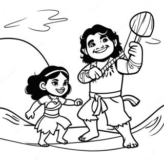 Página Para Colorear De La Aventura De Maui Y Moana 72-56