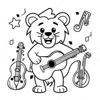 Leo The Lion With Musical Instruments Coloring Page 7311-5828