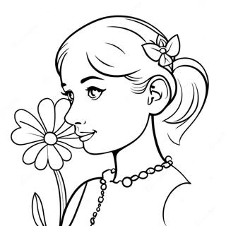 صفحة تلوين أودري اللطيفة مع زهرة 73425-58138