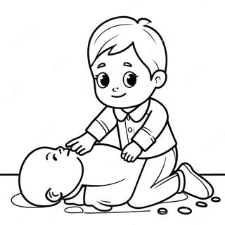 Child Performing Cpr Coloring Page 73495-58190