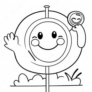 Gülen Yüzlü Sevimli Dur İşareti Boyama Sayfası 8711-6934