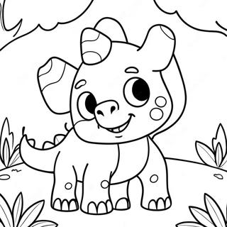 Cute Triceratops In A Forest Coloring Page 8891-7063