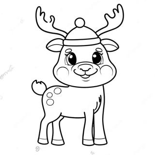Niedliches Rentier Mit Weihnachtsmannmütze Ausmalbild 9181-7294