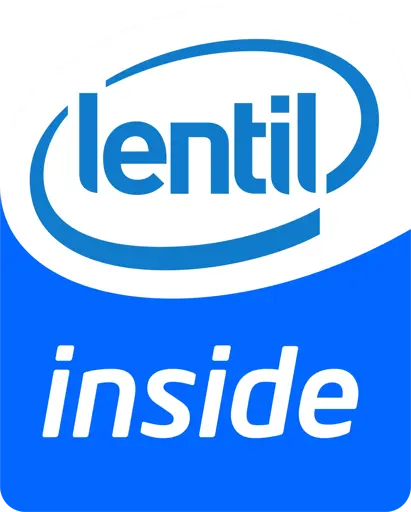 intel's previous "intel inside" logo with intel replaced by the word lentil