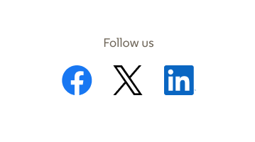A series of social media icons for Facebook, X, and LinkedIn.