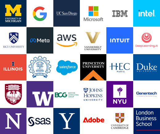 Thirty logos from well known companies & universities