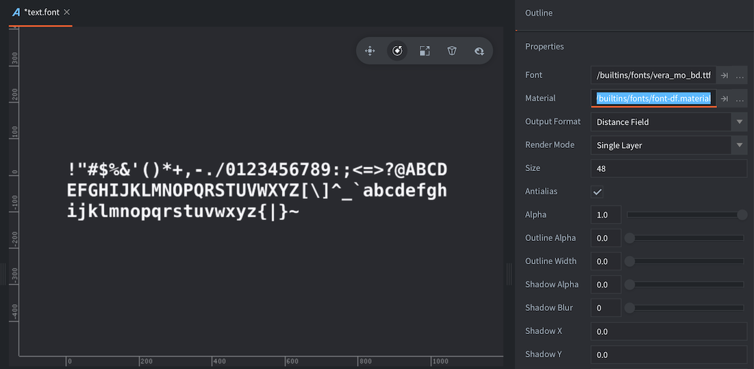 Distance field font