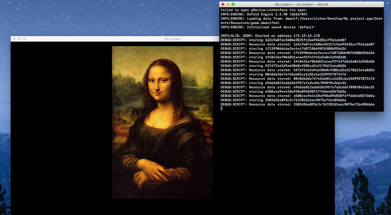 Console output