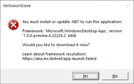 Required framework not found - GUI