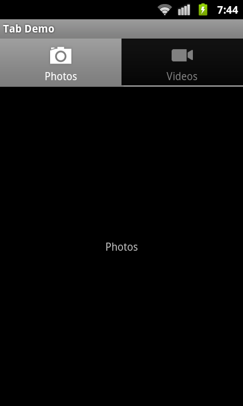 Example of tabs running on an Android 2.3 device (using TabHelperEclair).
