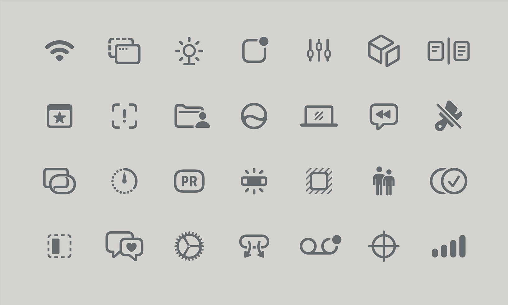 A grid of new SF symbols including icons for wifi, sliders, package, documents, people, and more