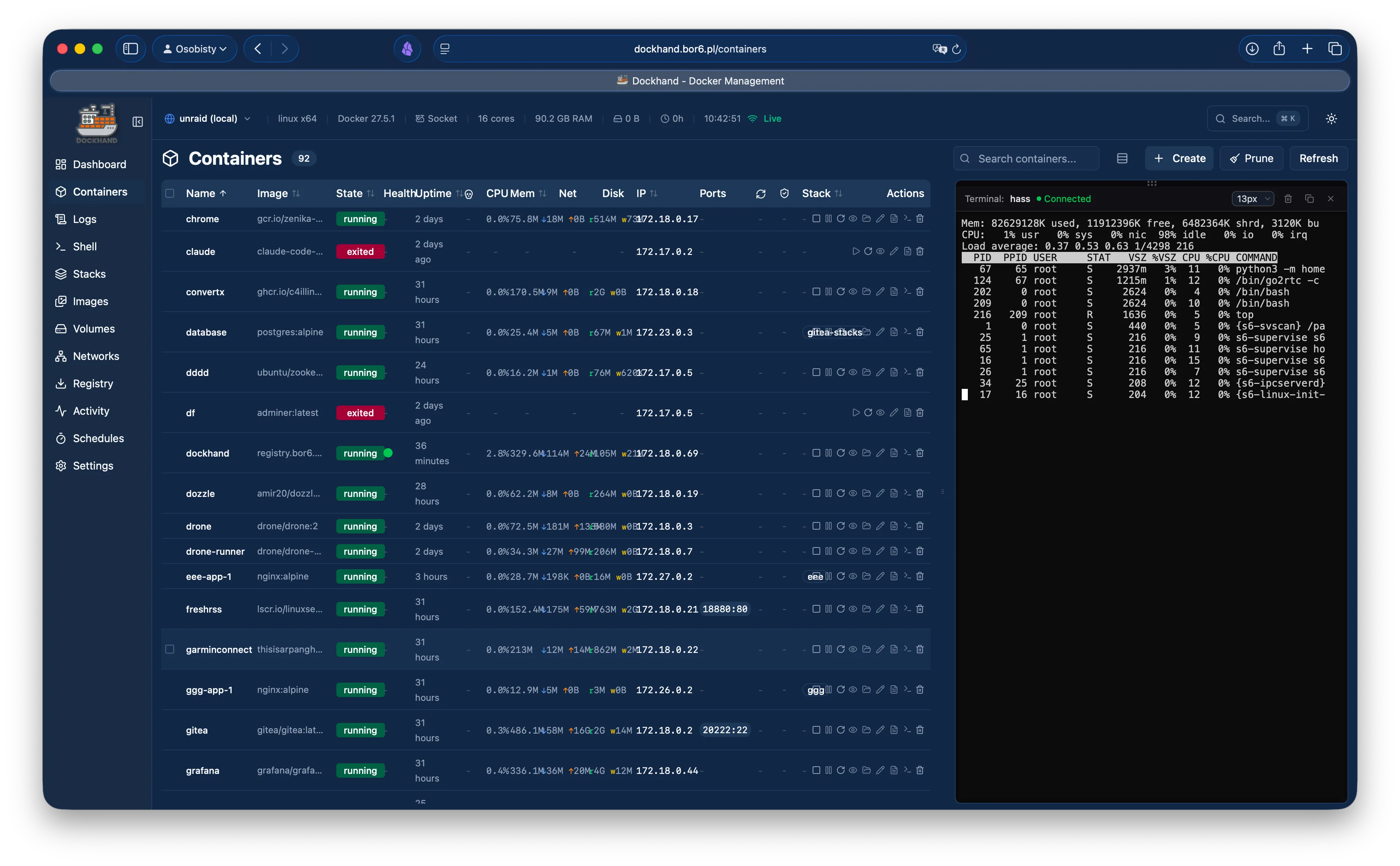 Container environment and ports