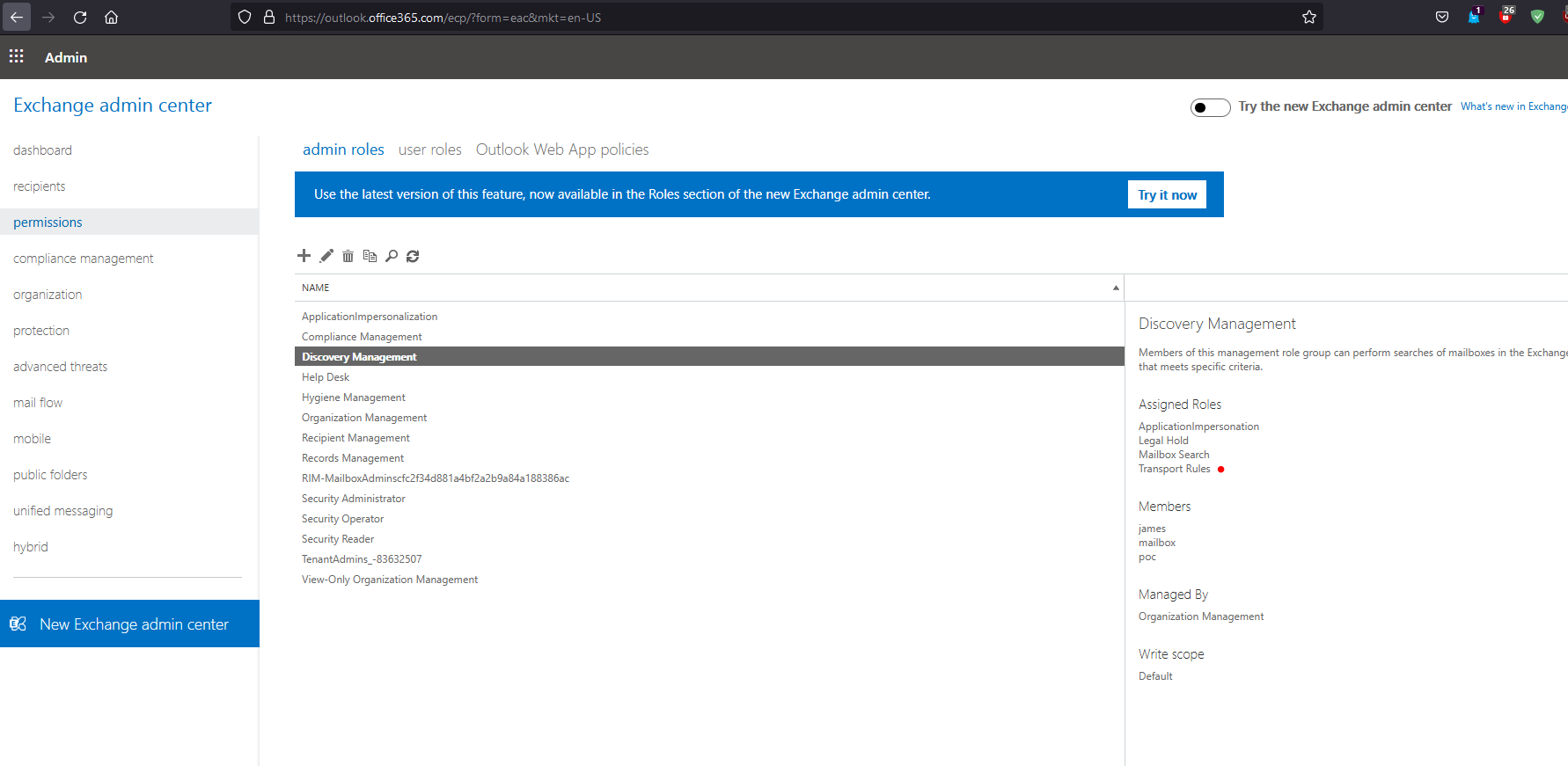 Verify assigned
roles
