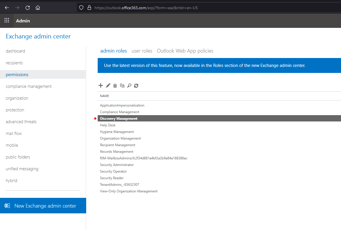 Exchange Admin
Center