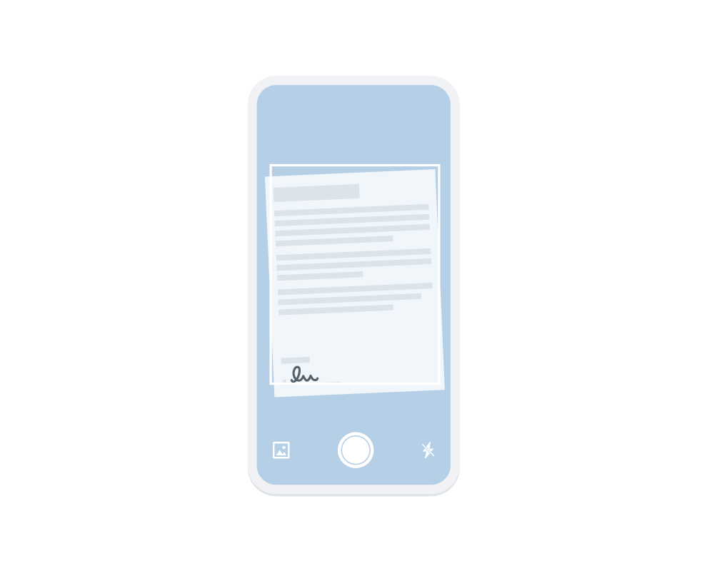 An iPhone digitally scans a signed document