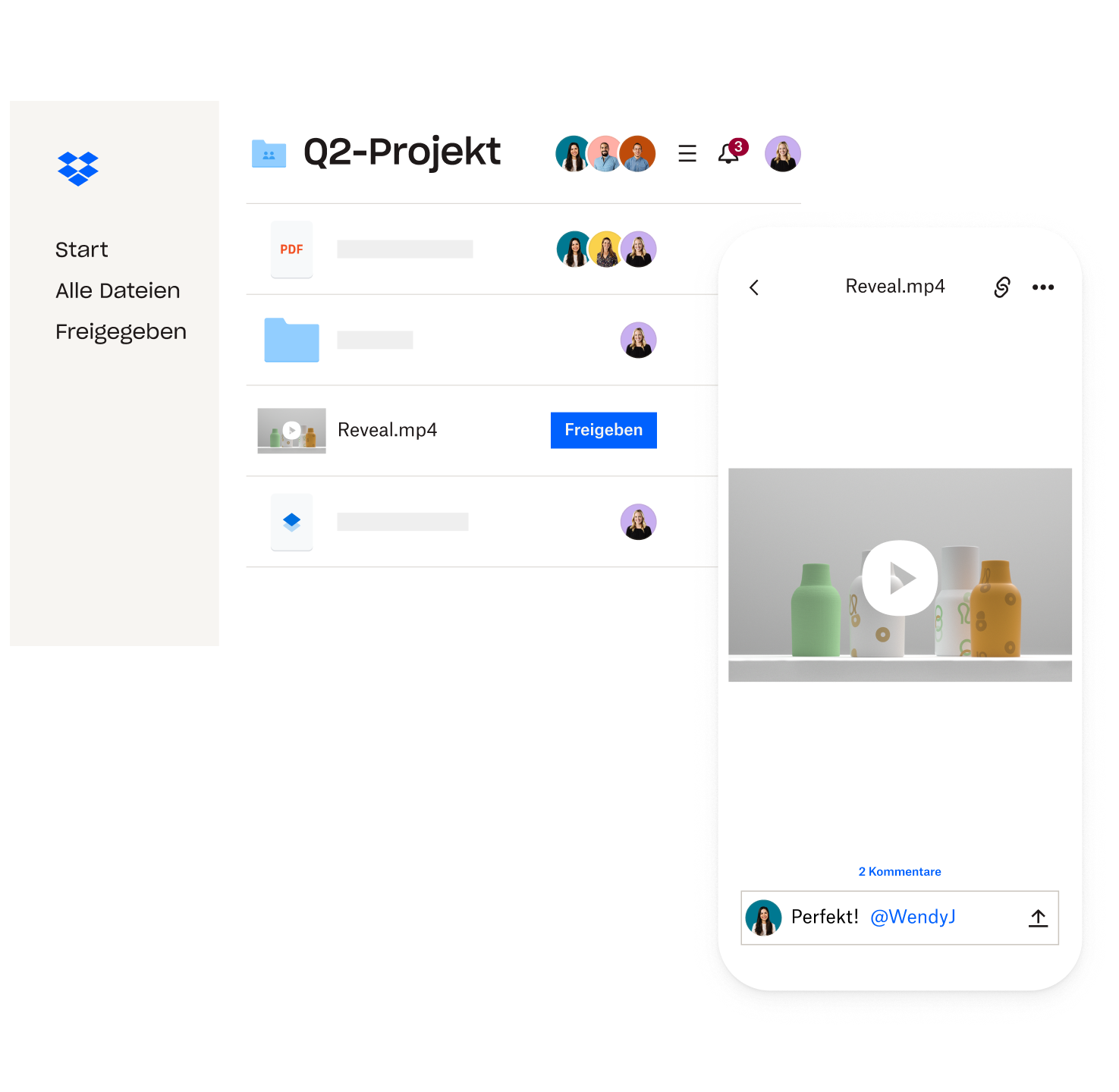 Anzeigen einer Videodatei auf einem Mobilgerät, das auch in einem Dropbox-Ordner gespeichert ist