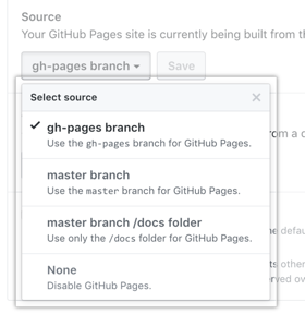 用于选择发布源的下拉菜单