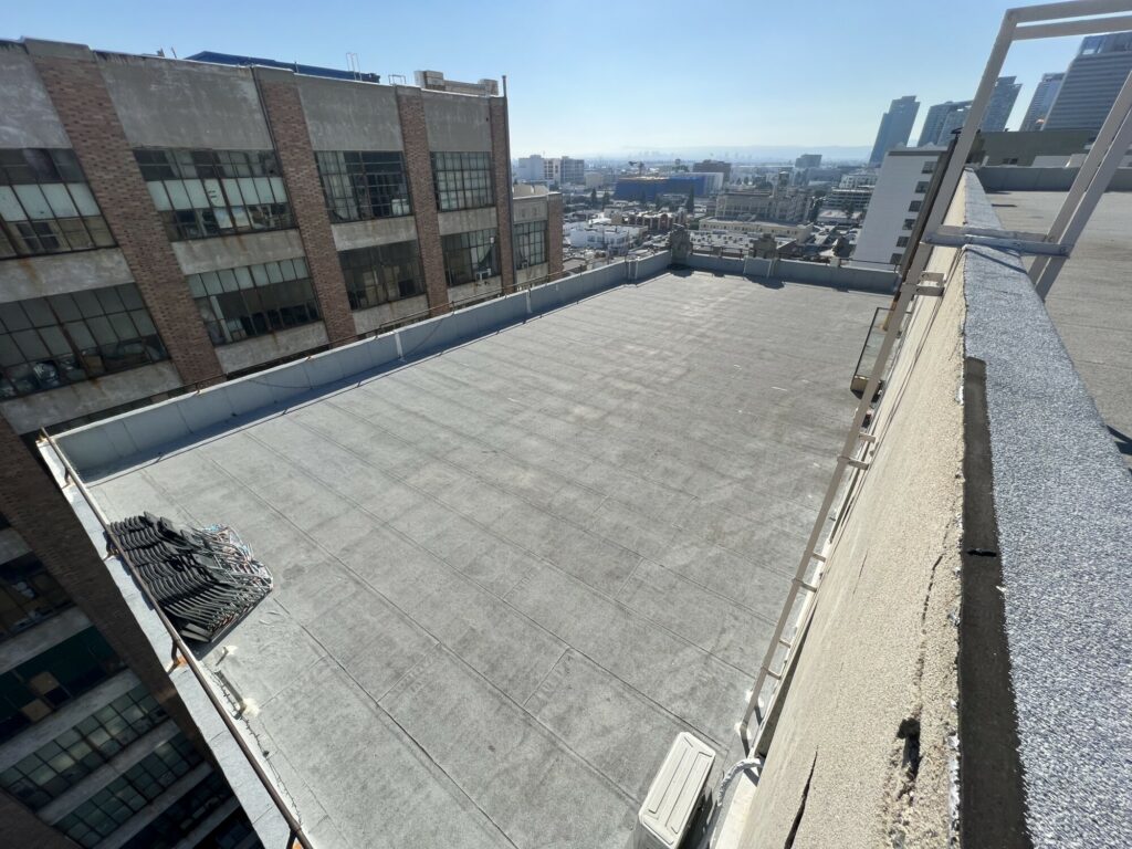 Rooftop aerial Aerial view of the Heidi Duckler Dance rooftop space