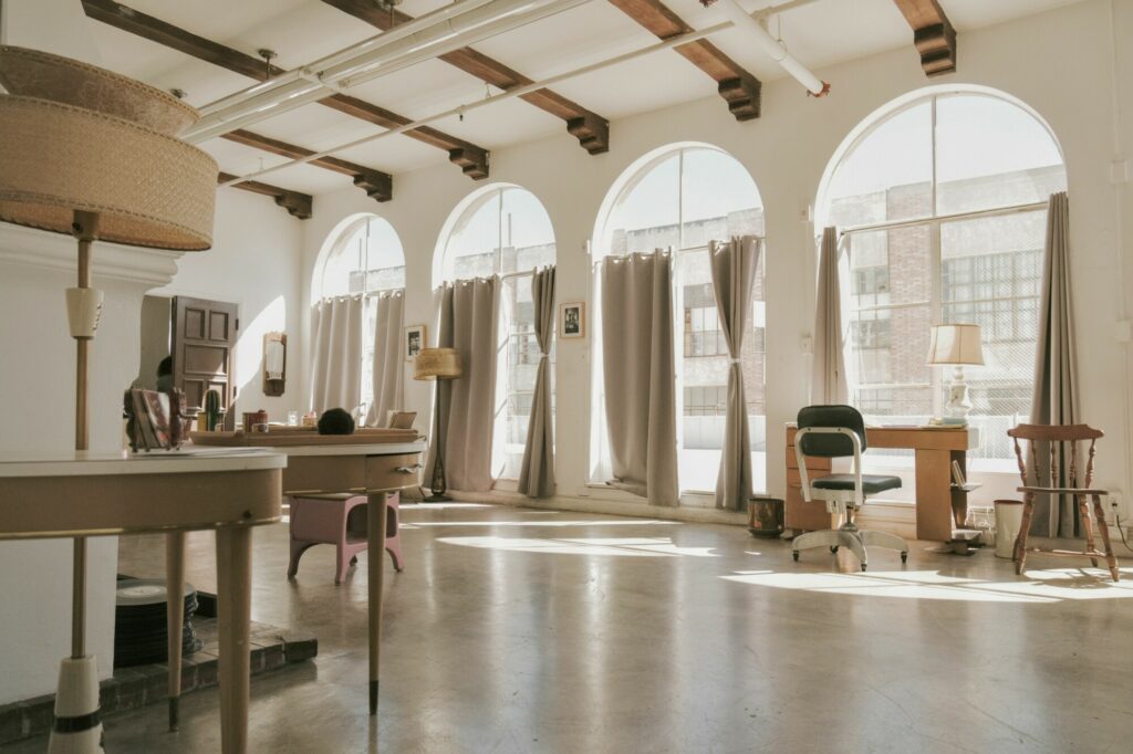 Office windows View of Heidi Duckler Dance office with windows looking onto rooftop