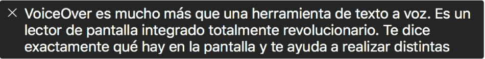 El panel de subtítulos muestra lo que está leyendo VoiceOver en estos momentos.