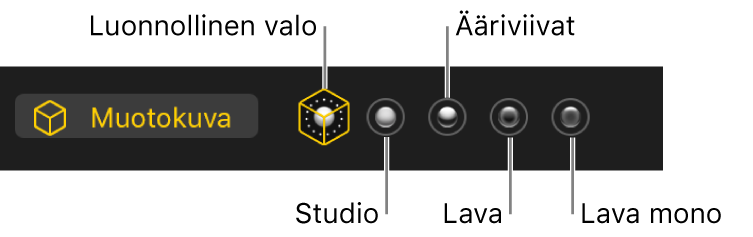 Muotokuvavalon tehostevaihtoehdot.