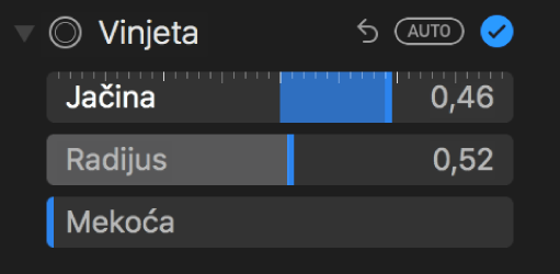 Kontrole vinjete u prozoru Prilagodi.