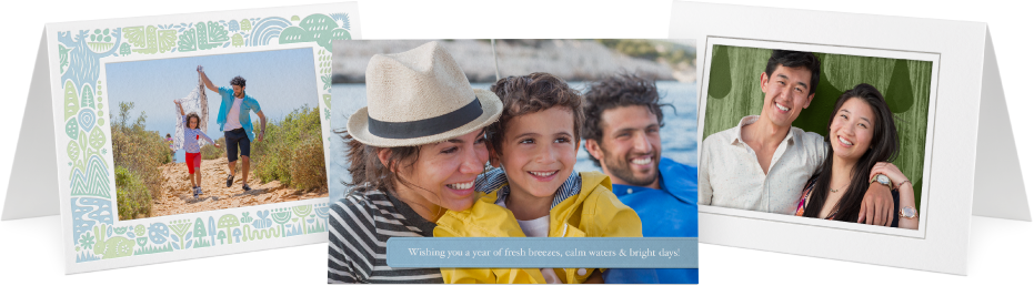 Kartu ucapan cetak yang menampilkan beberapa rancangan.