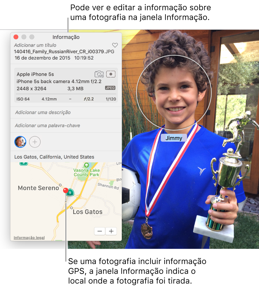 Janela Informação de uma fotografia