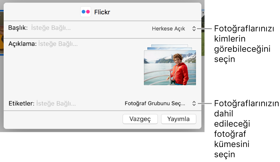 Flickr paylaşım sorgu kutusu.