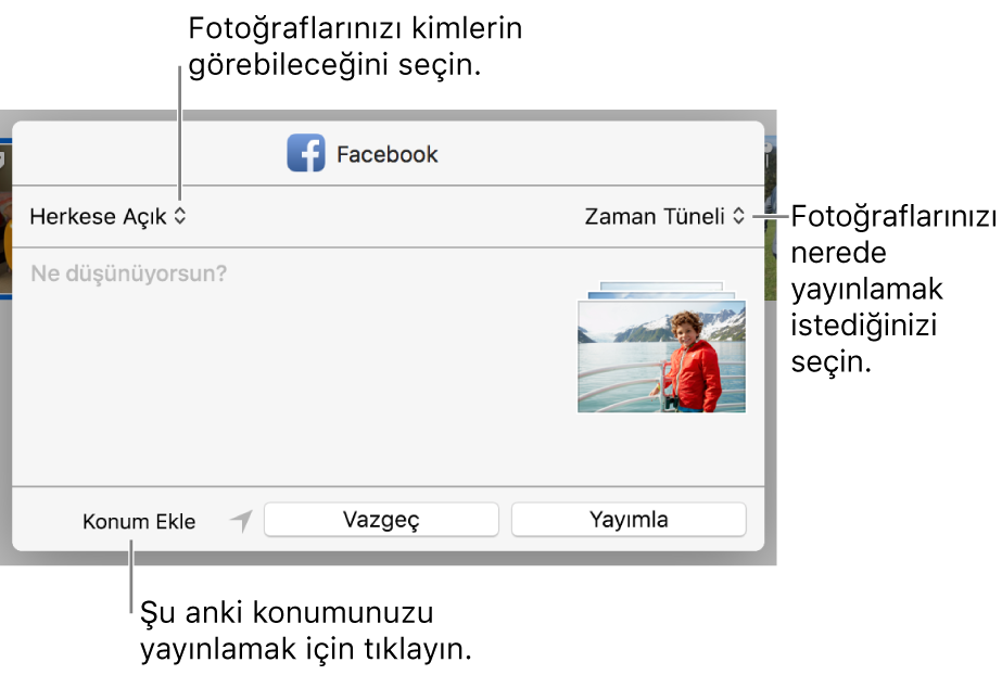 Facebook paylaşım sorgu kutusu.