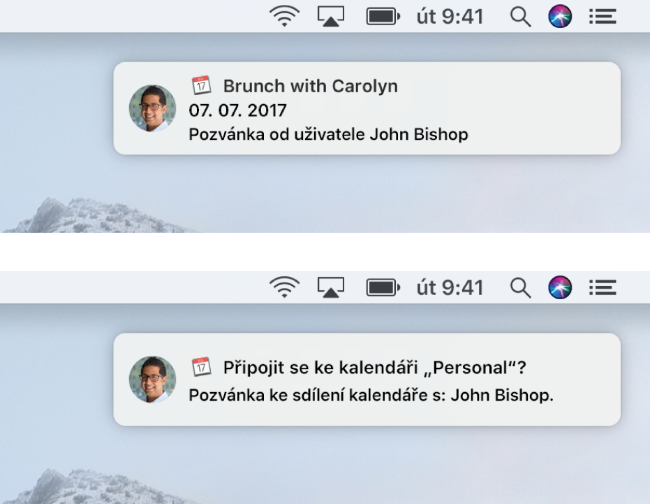 Oznamovací bannery pro pozvánky Kalendáře nemají napravo tlačítka