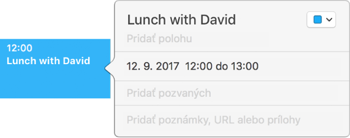 Informačné okno pre udalosť.